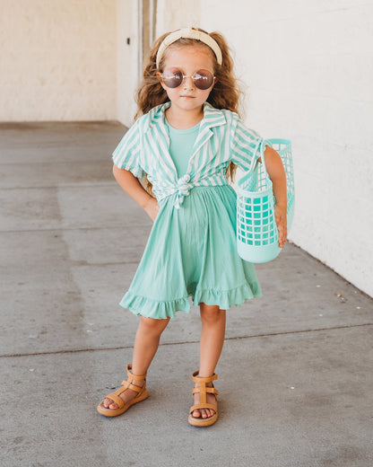 MINT RIB DREAM RUFFLE DRESS