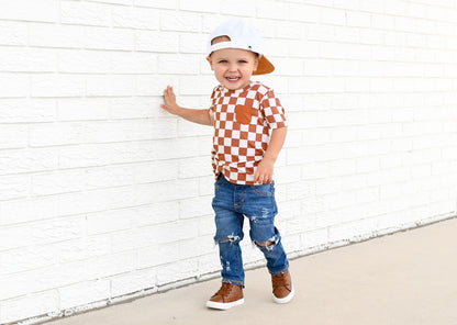 COPPER CHECKERS DREAM POCKET TEE