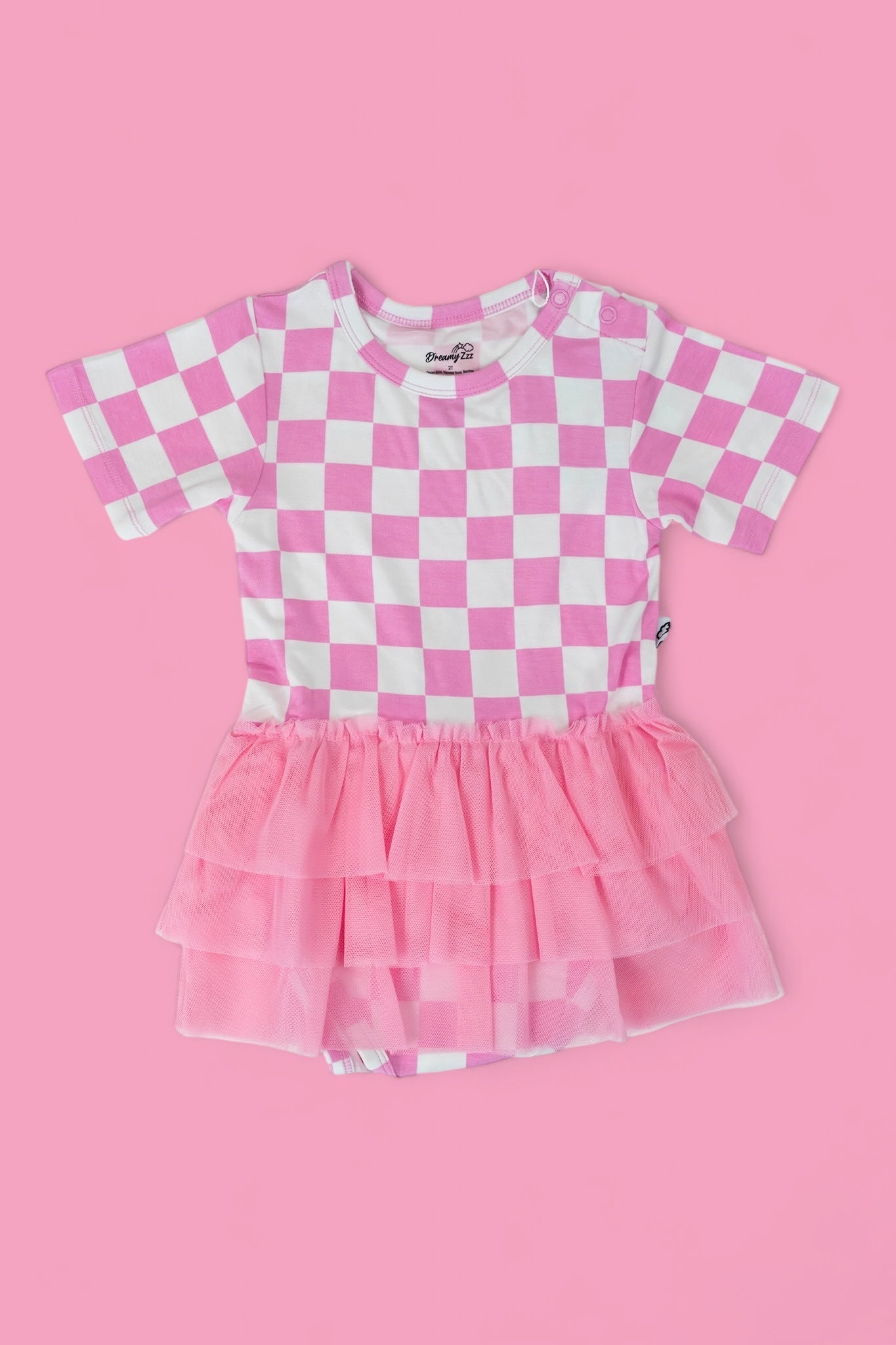 BUBBLEGUM CHECKERS DREAM TUTU BODYSUIT DRESS