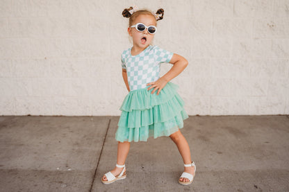 MINT CHECKERS DREAM TUTU DRESS