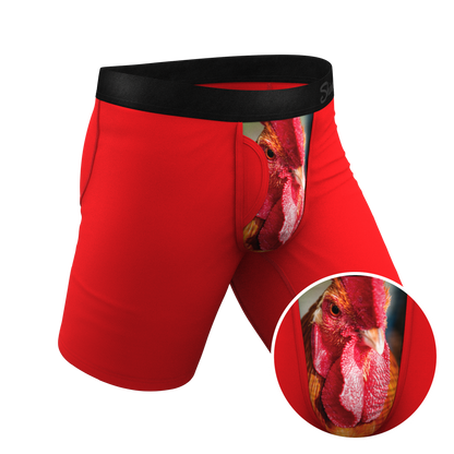 The Early Risers | Barnyard Rooster Long Leg Ball Hammock® Pouch Underwear With Fly