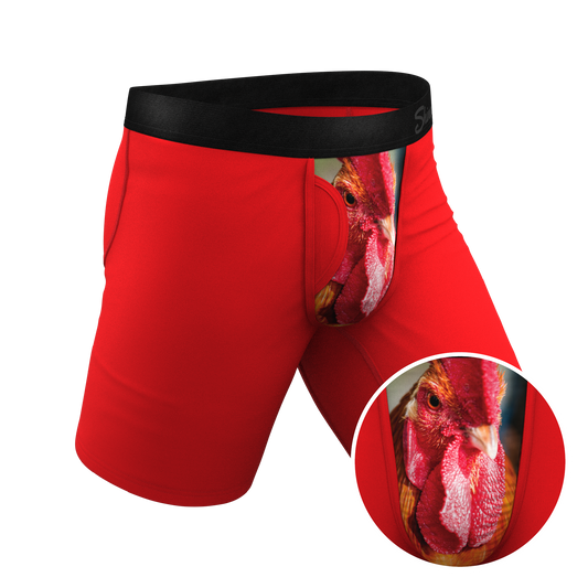 The Early Risers | Barnyard Rooster Long Leg Ball Hammock® Pouch Underwear With Fly