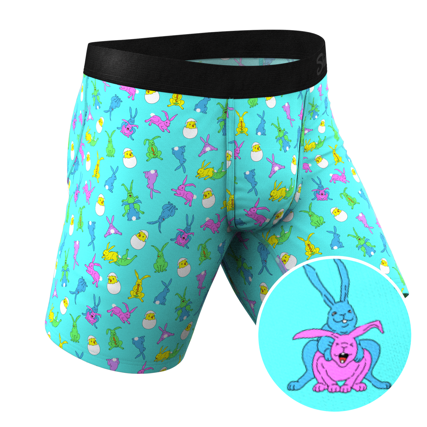 The Like Rabbits | Easter Animals Long Leg Ball Hammock® Pouch Underwear With Fly