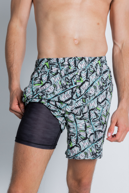 The Easy Breezy | Blue Tropical Ball Hammock® 5 Inch Athletic Shorts