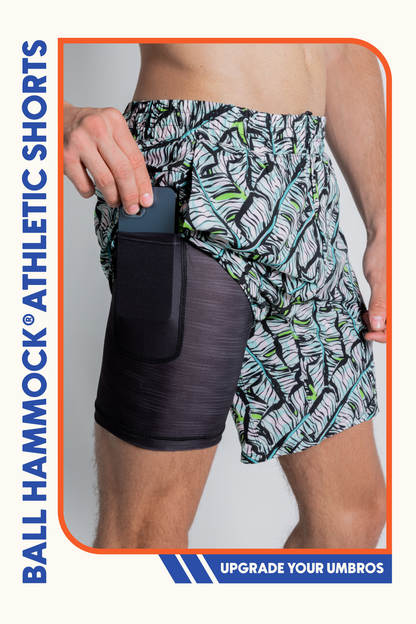 The Easy Breezy | Blue Tropical Ball Hammock® 5 Inch Athletic Shorts