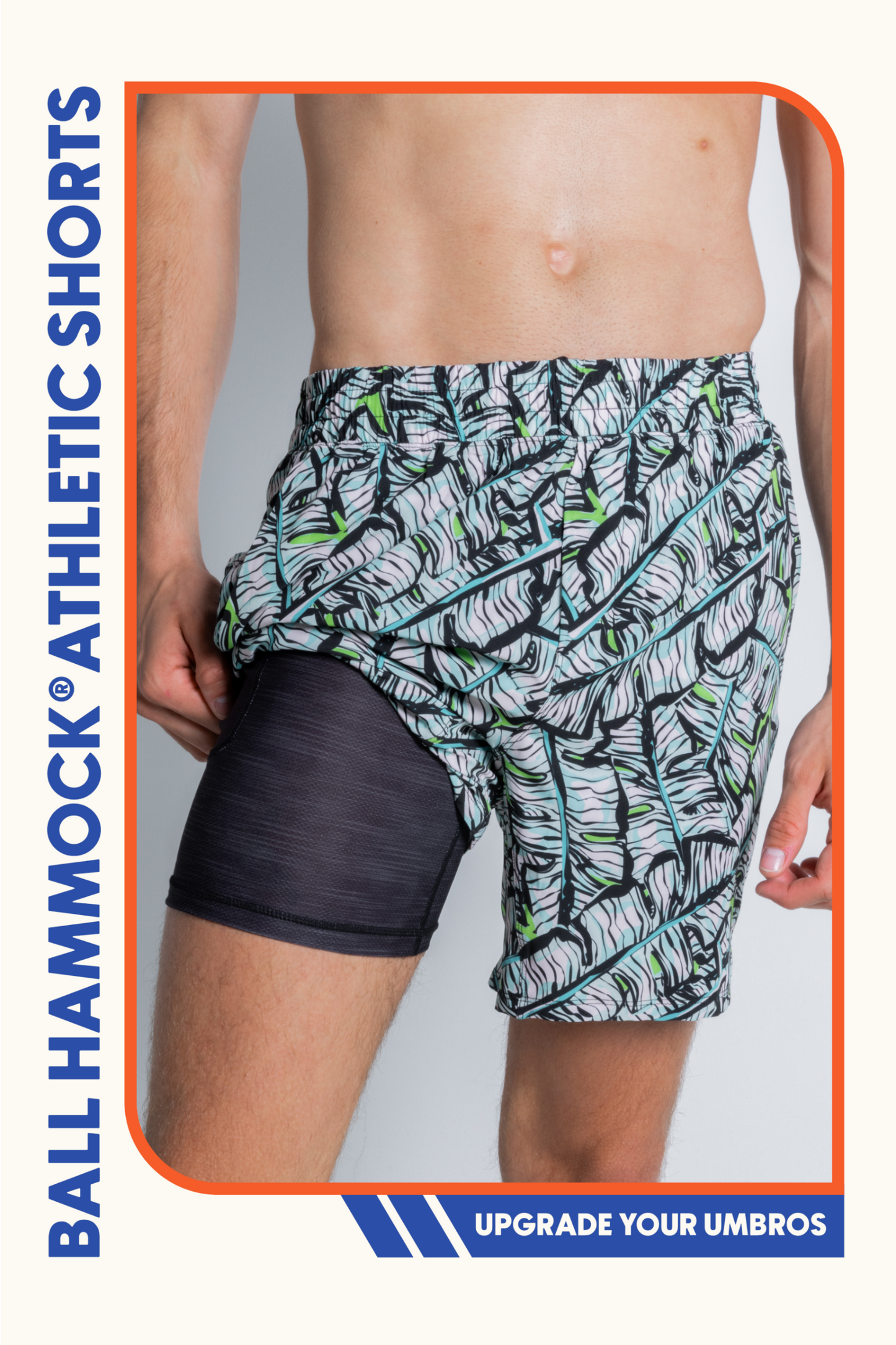 The Easy Breezy | Blue Tropical Ball Hammock® 9 Inch Athletic Shorts