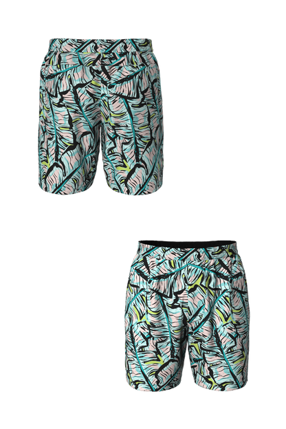 The Easy Breezy | Blue Tropical Ball Hammock® 9 Inch Athletic Shorts