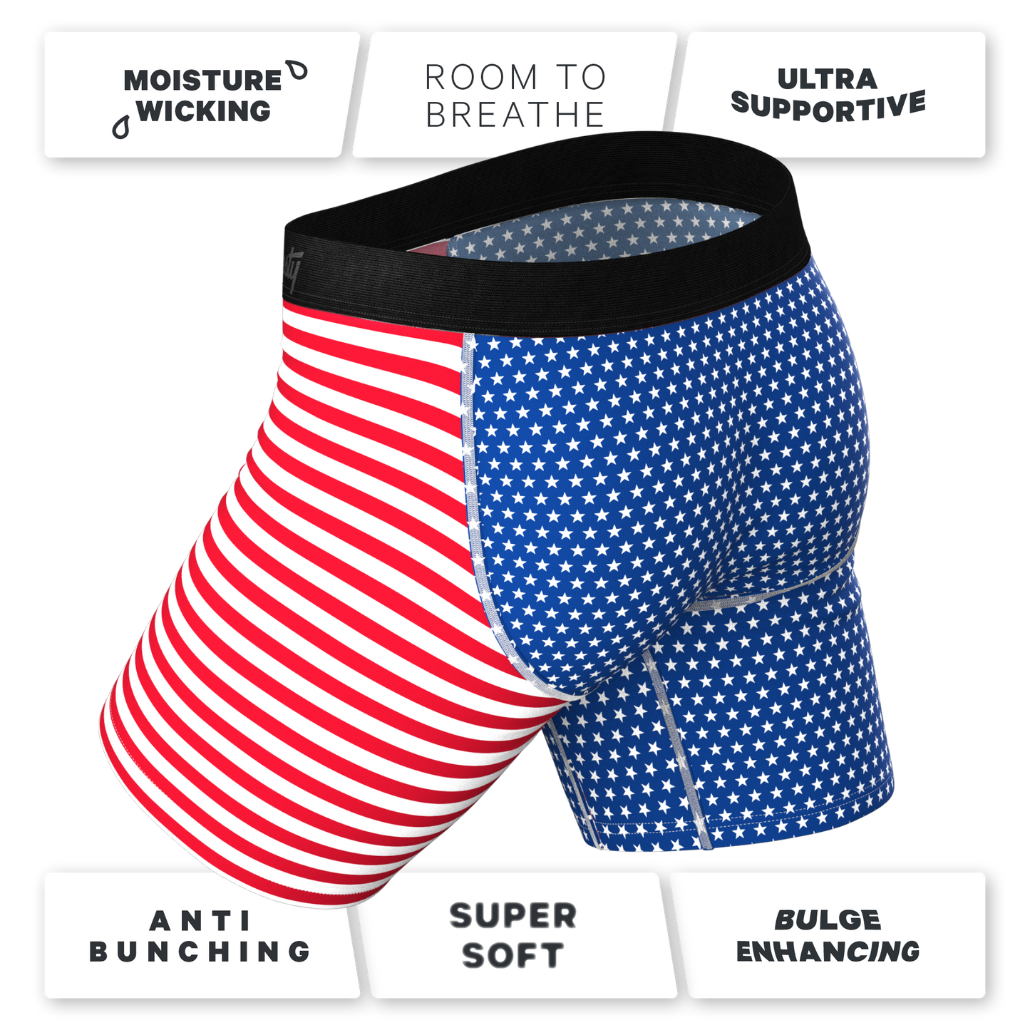 The Ellis Island | USA Flag Long Leg Ball Hammock® Pouch Underwear With Fly