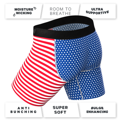 The Ellis Island | USA Flag Long Leg Ball Hammock® Pouch Underwear With Fly