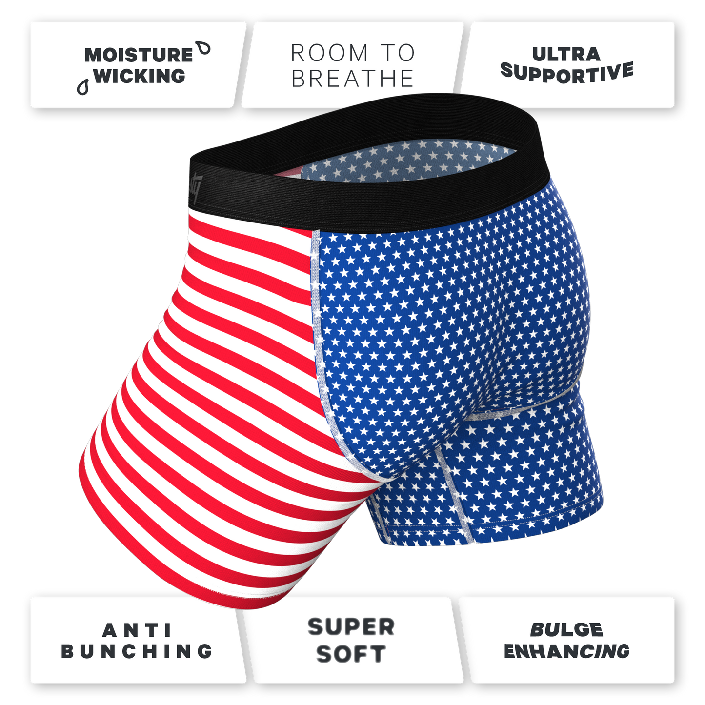 The Ellis Island | USA Flag Ball Hammock® Pouch Underwear With Fly