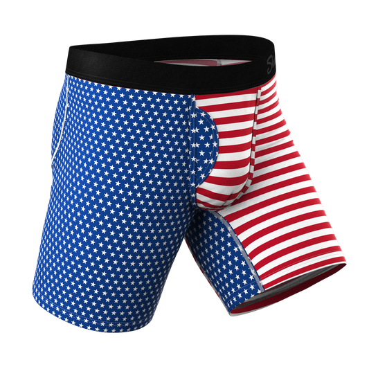 The Ellis Island | USA Flag Long Leg Ball Hammock® Pouch Underwear With Fly