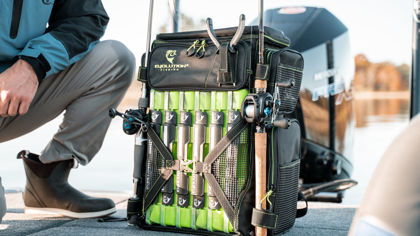 Drift Series 3700 Tackle Backpack with Rod Holders & QuikLatch Trays