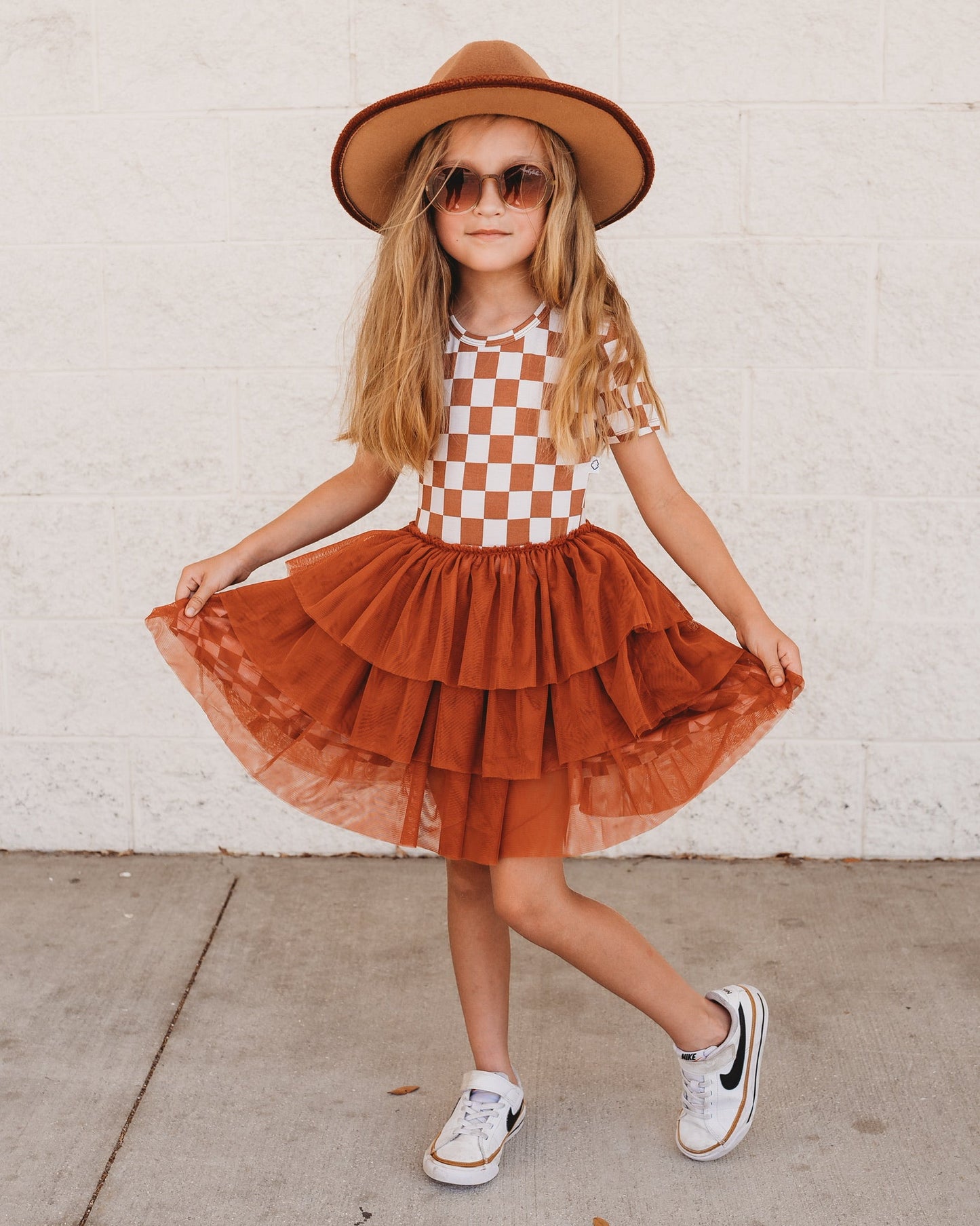 COPPER CHECKERS DREAM TUTU DRESS