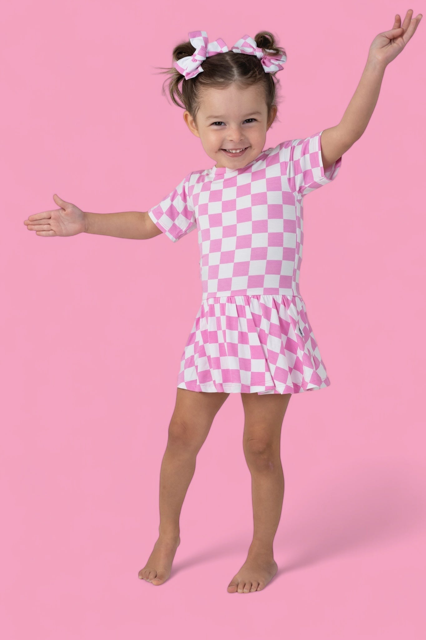 BUBBLEGUM CHECKERS DREAM BODYSUIT DRESS