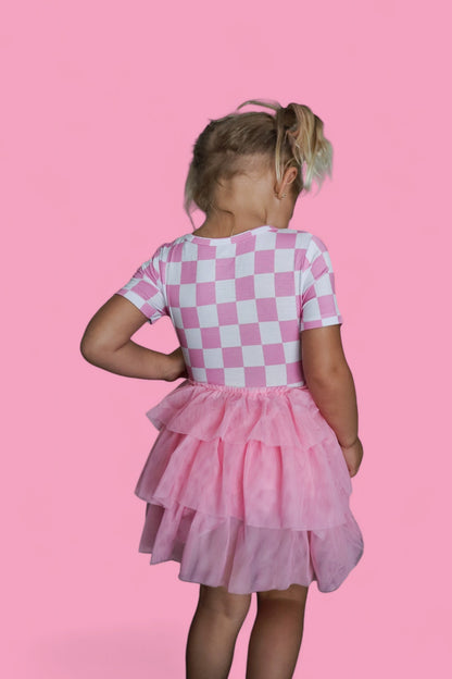 BUBBLEGUM CHECKERS DREAM TUTU DRESS