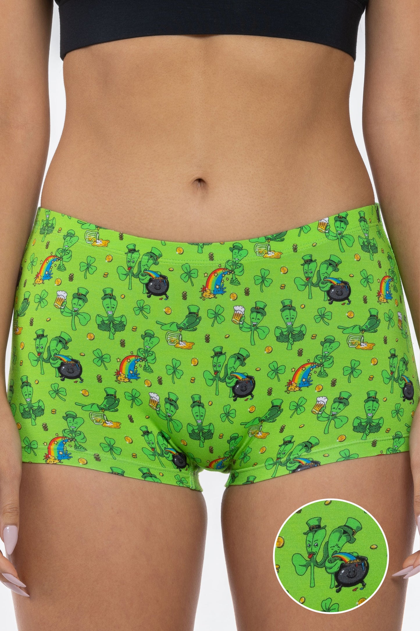 The 3 Leafs To The Wind | St. Patrick's Day Clovers Modal Boyshort Underwear