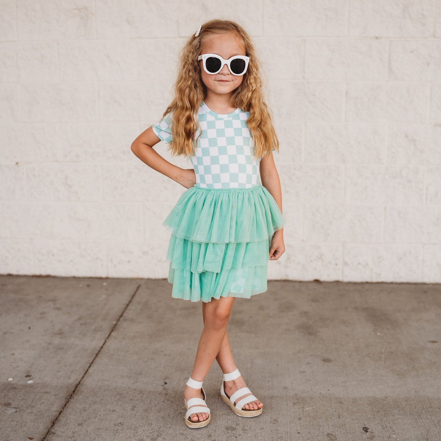 MINT CHECKERS DREAM TUTU DRESS