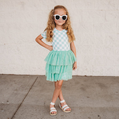 MINT CHECKERS DREAM TUTU DRESS