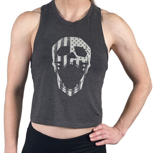 WOMEN'S DEATH GRIPS FLAG CROP TANK