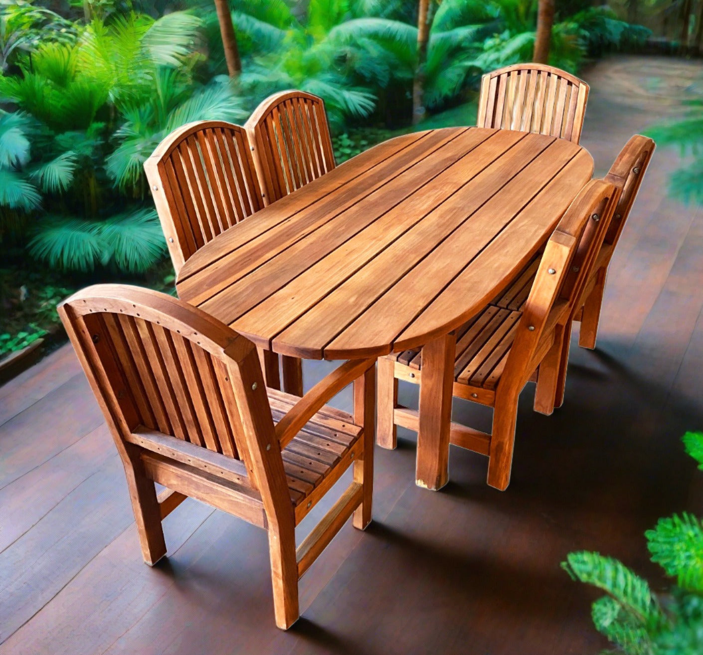 Farmhouse Oval Redwood Dining Table