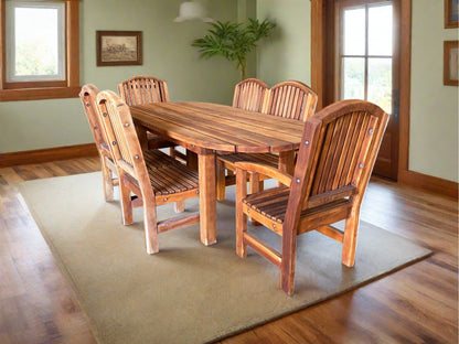 Farmhouse Oval Redwood Dining Table