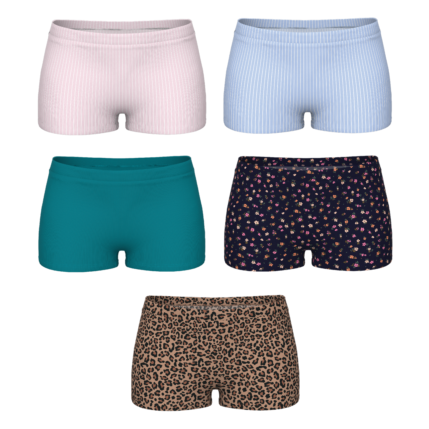 The Feminine Essentials | Boyshort Underwear 5 Pack