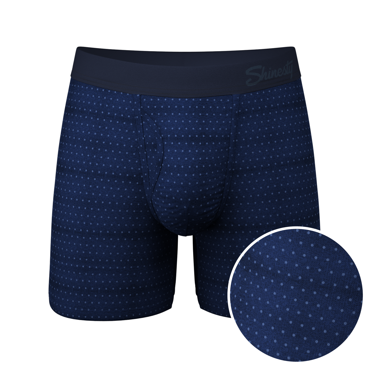 The Forget Me Not | Navy Dot Ball Hammock® Pouch Underwear With Fly