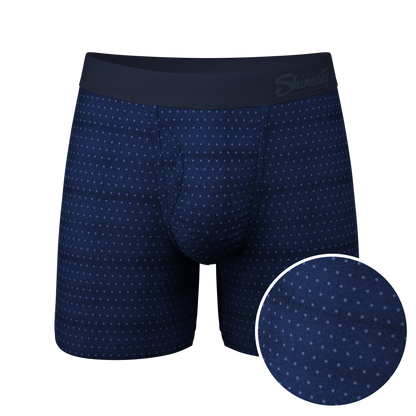 The Forget Me Not | Navy Dot Ball Hammock® Pouch Underwear With Fly