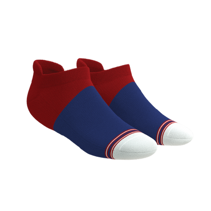 The Fourth | Patriotic Red and Blue Heel Hammock™ Ankle Socks