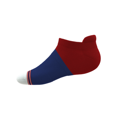 The Fourth | Patriotic Red and Blue Heel Hammock™ Ankle Socks