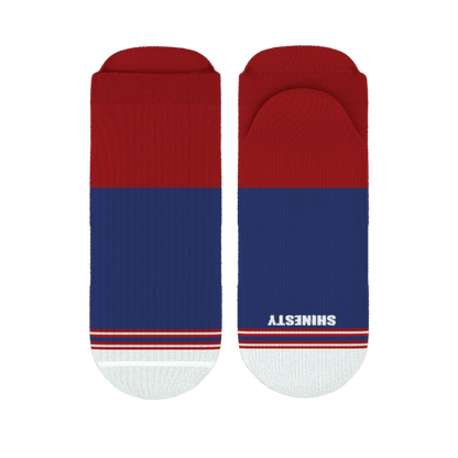 The Fourth | Patriotic Red and Blue Heel Hammock™ Ankle Socks