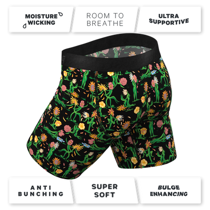 The Garden Of Breedin | Flower Print Long Leg Ball Hammock® Pouch Underwear With Fly