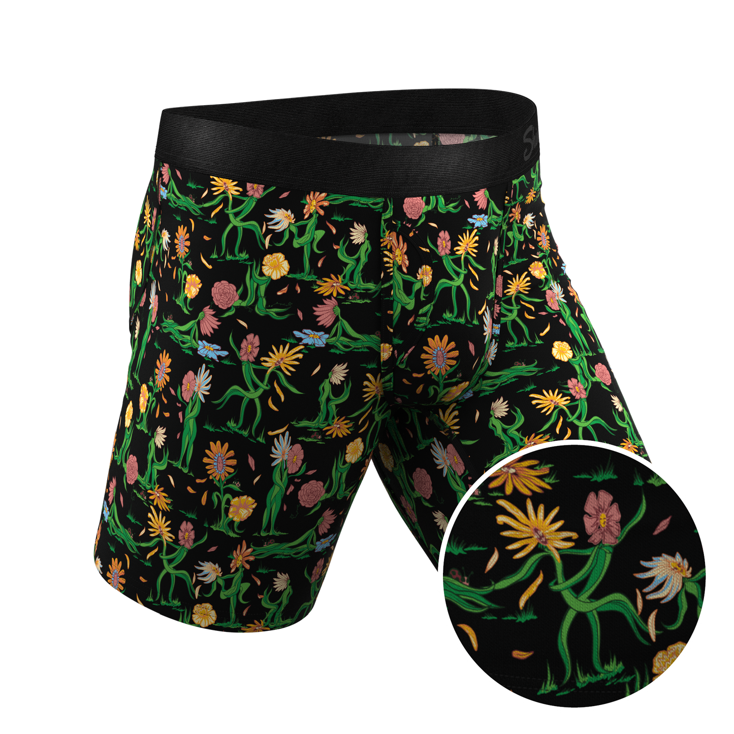 The Garden Of Breedin | Flower Print Long Leg Ball Hammock® Pouch Underwear With Fly