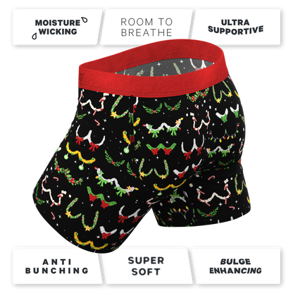 The Goodie Garland | Christmas Tinsel Busts Ball Hammock® Pouch Underwear With Fly