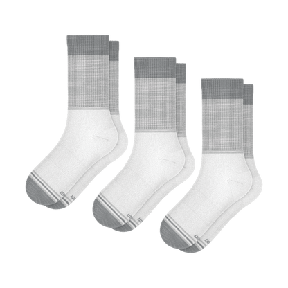 The Gray Matter | White Grey Tri Color Block Heel Hammock™ Crew Socks 3 Pack