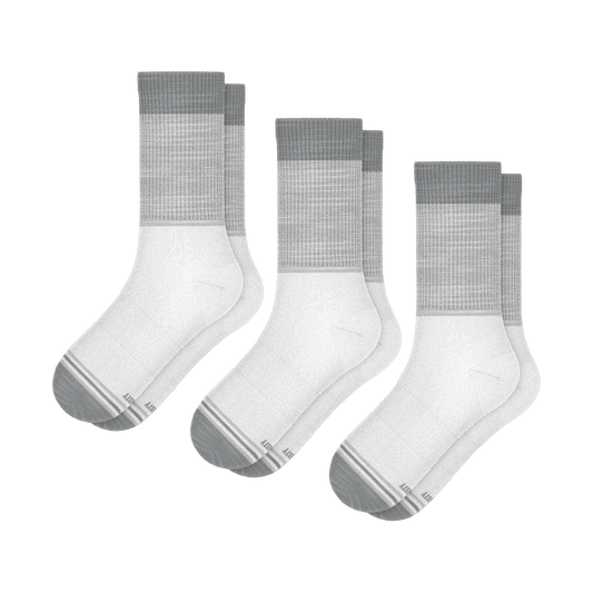 The Gray Matter | White Grey Tri Color Block Heel Hammock™ Crew Socks 3 Pack