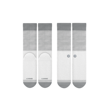 The Gray Matter | White Grey Tri Color Block Heel Hammock™ Crew Socks 3 Pack