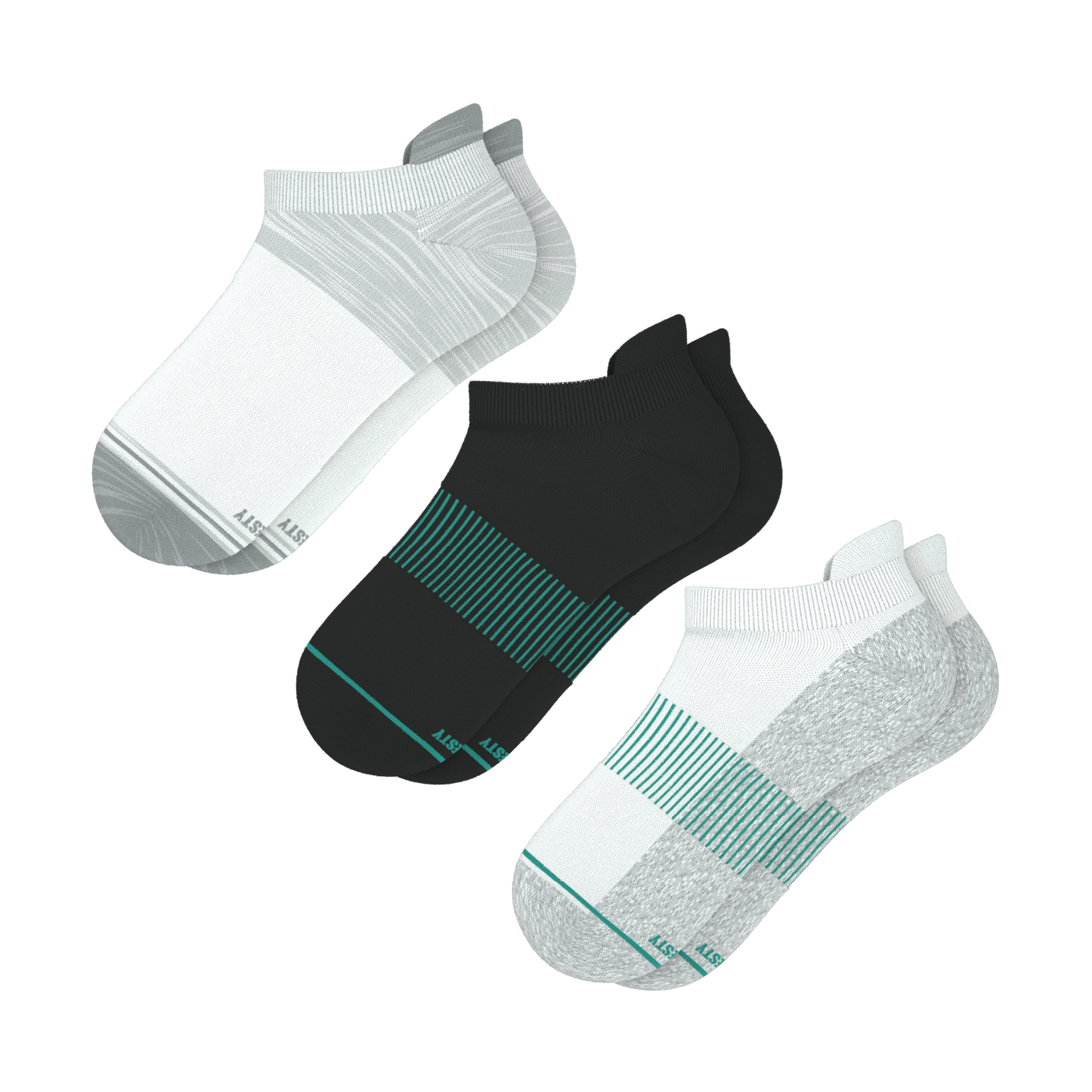 Versatile Solids Mix Pack | Grey Color Block and Solids Heel Hammock™ Ankle Socks 3 Pack