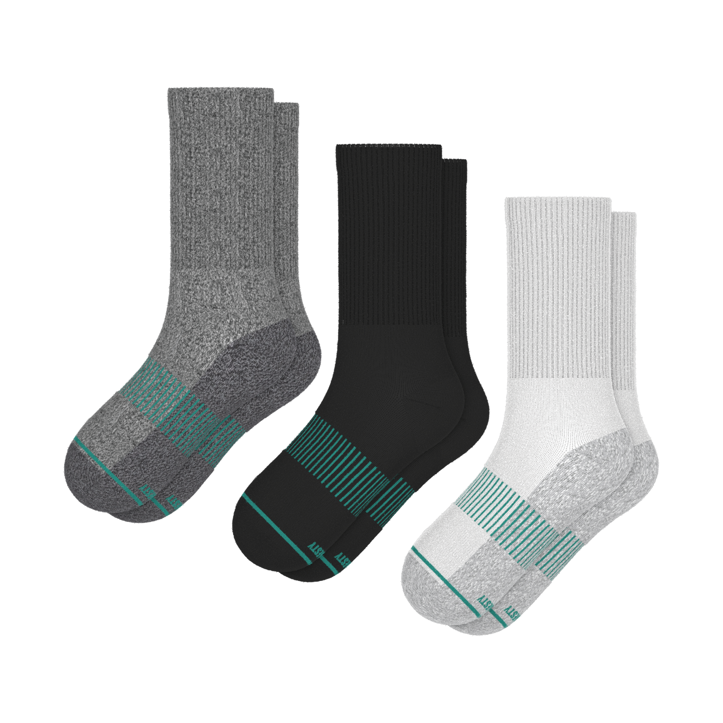 Versatile Solids Mix Pack | Grey Color Block and Solids Heel Hammock™ Crew Socks 3 Pack