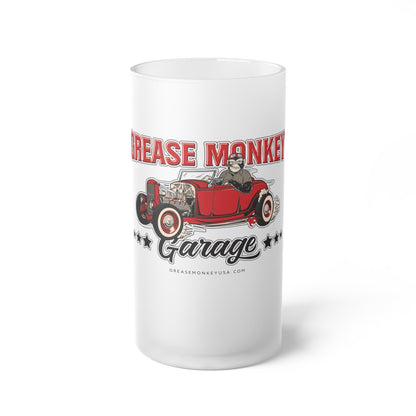 Grease Monkey Garage Frosted Glass Beer Mug