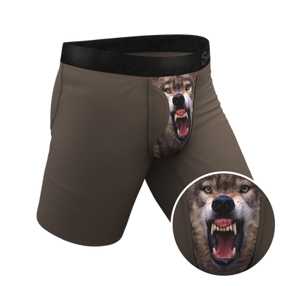 The Grey's Growl | Wolf Long Leg Ball Hammock® Pouch Underwear With Fly