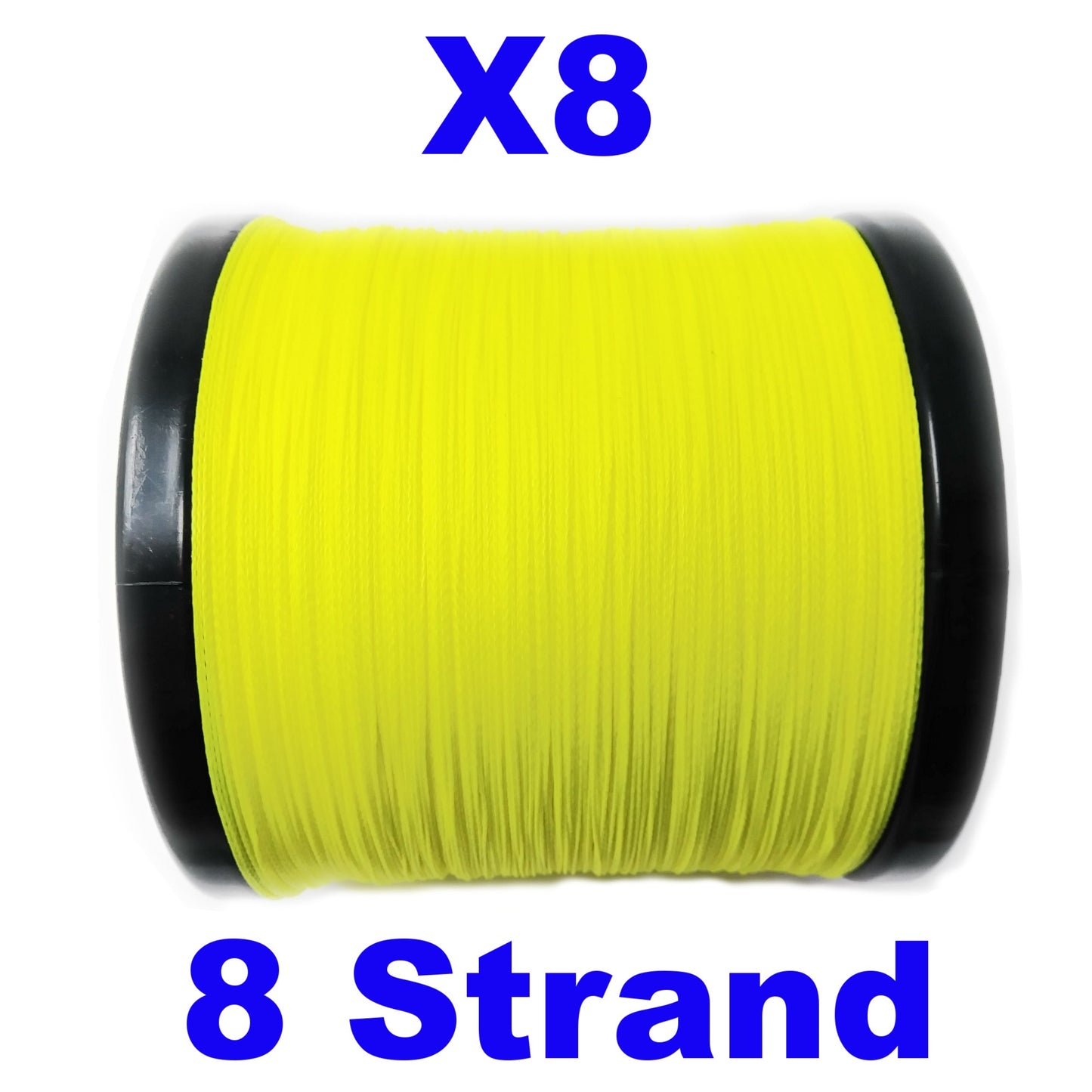 Reaction Tackle X8 Braided Fishing Line - Hi Vis Yellow 8 Strand