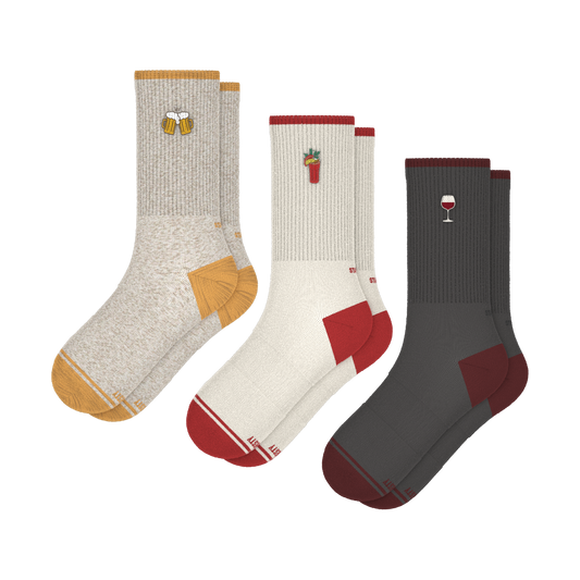 The Happy Hour | Heel Hammock™ Crew Socks 3 Pack