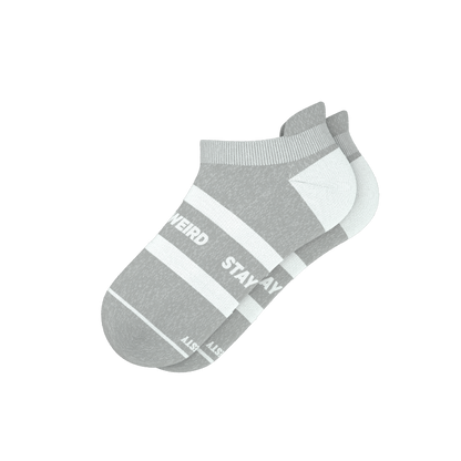 The Haze | Grey and White Stripe Heel Hammock™ Ankle Socks