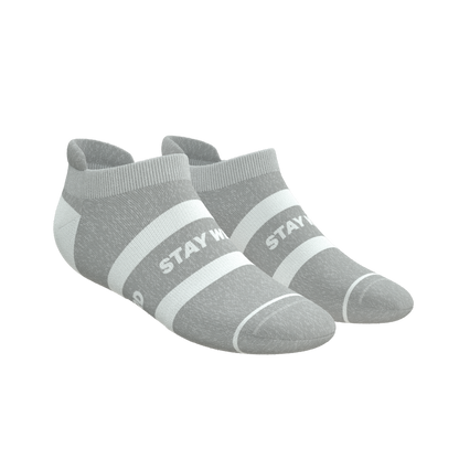 The Haze | Grey and White Stripe Heel Hammock™ Ankle Socks