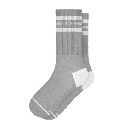 The Haze | Grey and White Stripe Heel Hammock™ Crew Socks