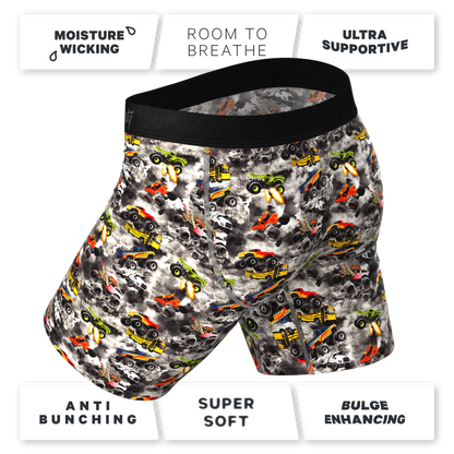 The Here Be Monsters | Monster Truck Long Leg Ball Hammock® Pouch Trunks Underwear With Fly