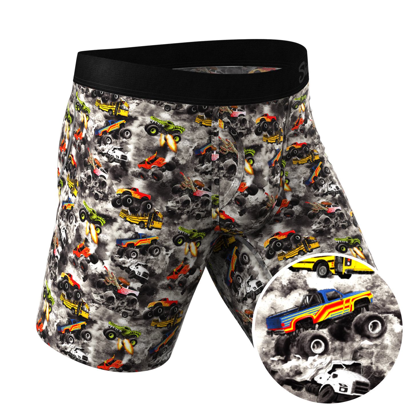 The Here Be Monsters | Monster Truck Long Leg Ball Hammock® Pouch Trunks Underwear With Fly