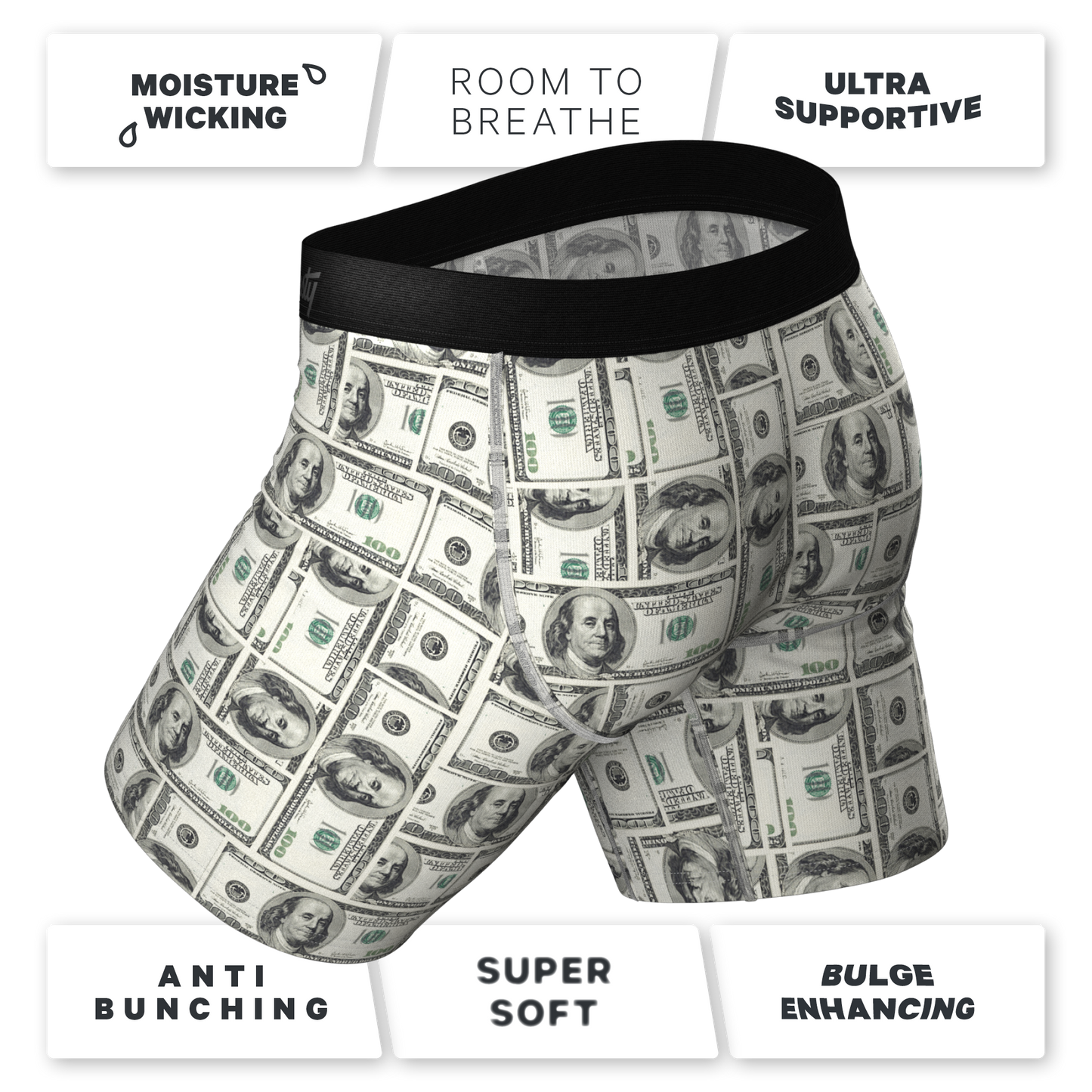 The High Roller | Money Long Leg Ball Hammock® Pouch Underwear With Fly