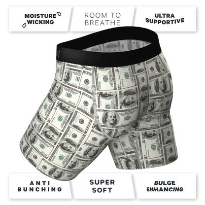 The High Roller | Money Long Leg Ball Hammock® Pouch Underwear With Fly